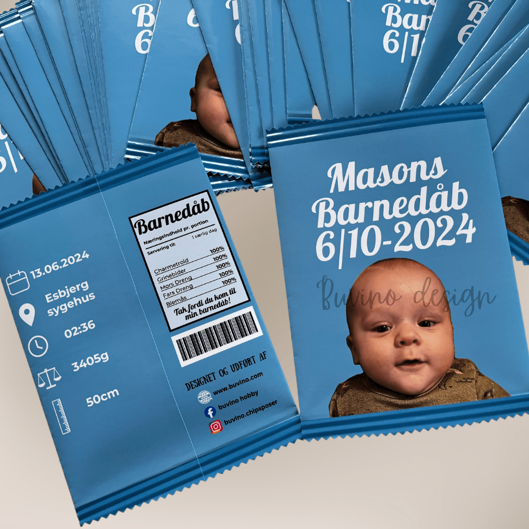 Unikke snackposer/ chipsposer med dit design - buvino - unik festpynt