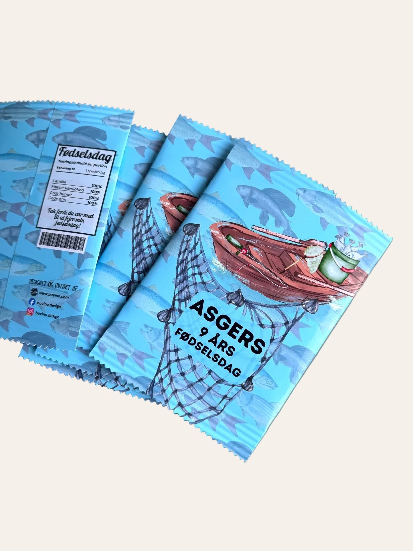 Unikke snackposer/ chipsposer med fiskeri tema - buvino - unik festpynt