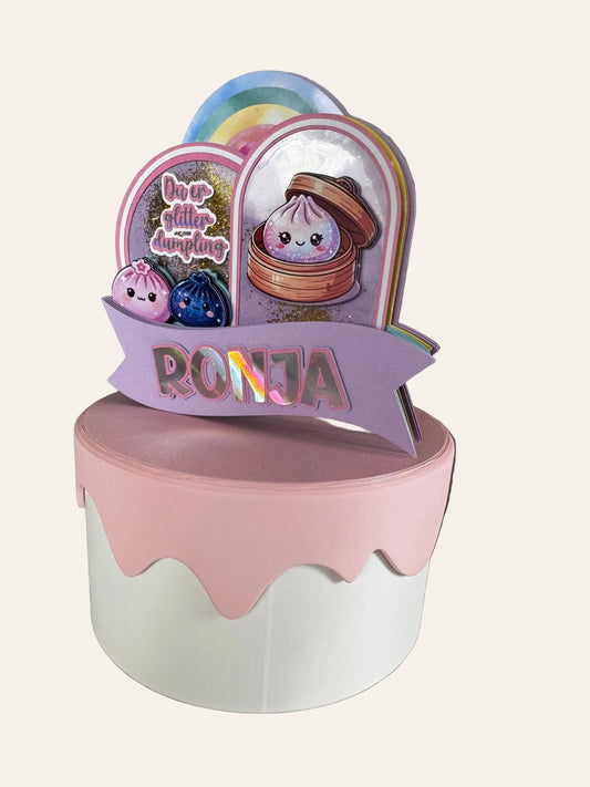 Dumpling kage topper med dit navn - buvino - unik festpynt