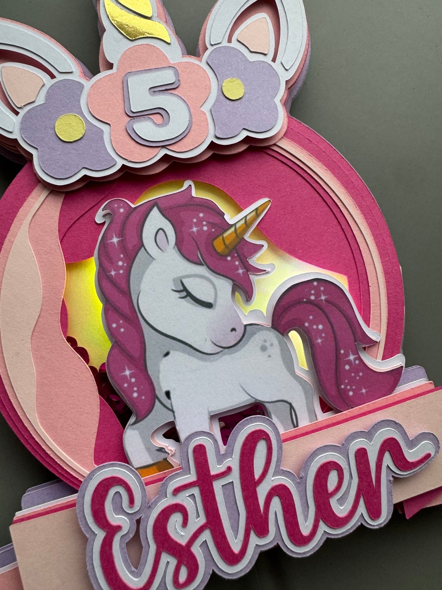 Enhjørning cake topper - buvino - unik festpynt