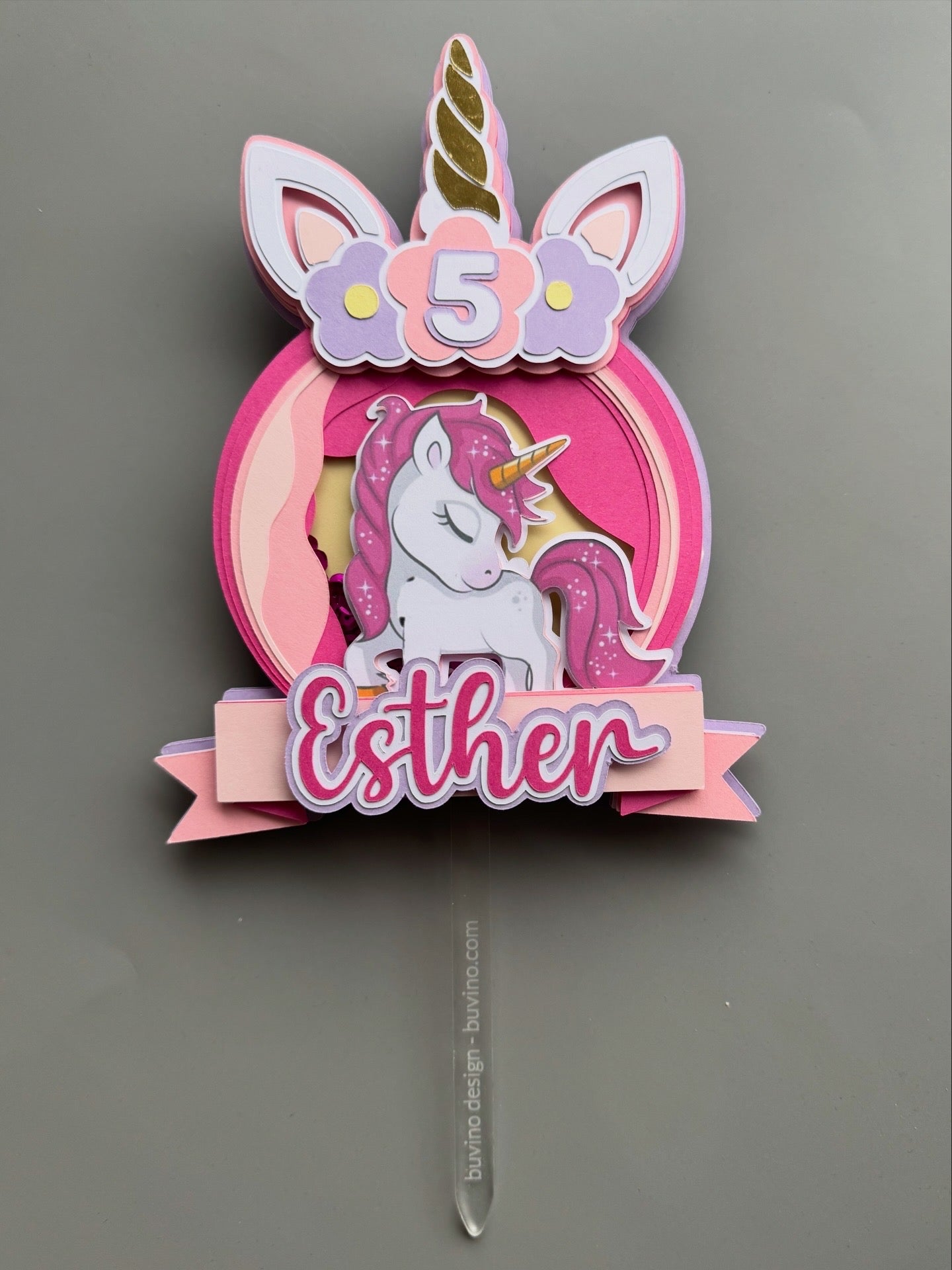 Enhjørning cake topper - buvino - unik festpynt