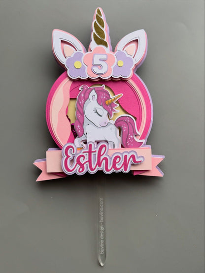 Enhjørning cake topper - buvino - unik festpynt