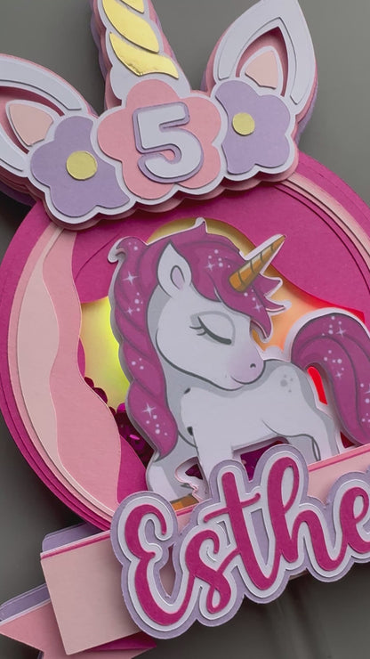 Enhjørning cake topper med dit navn