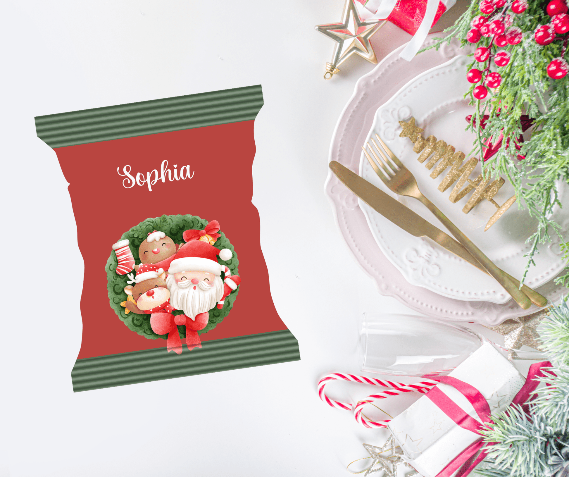 Snackpose med julekrans - buvino - unik festpynt