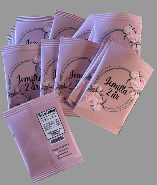 Unikke snackposer/ chipsposer med blomsterkrans - buvino - unik festpynt