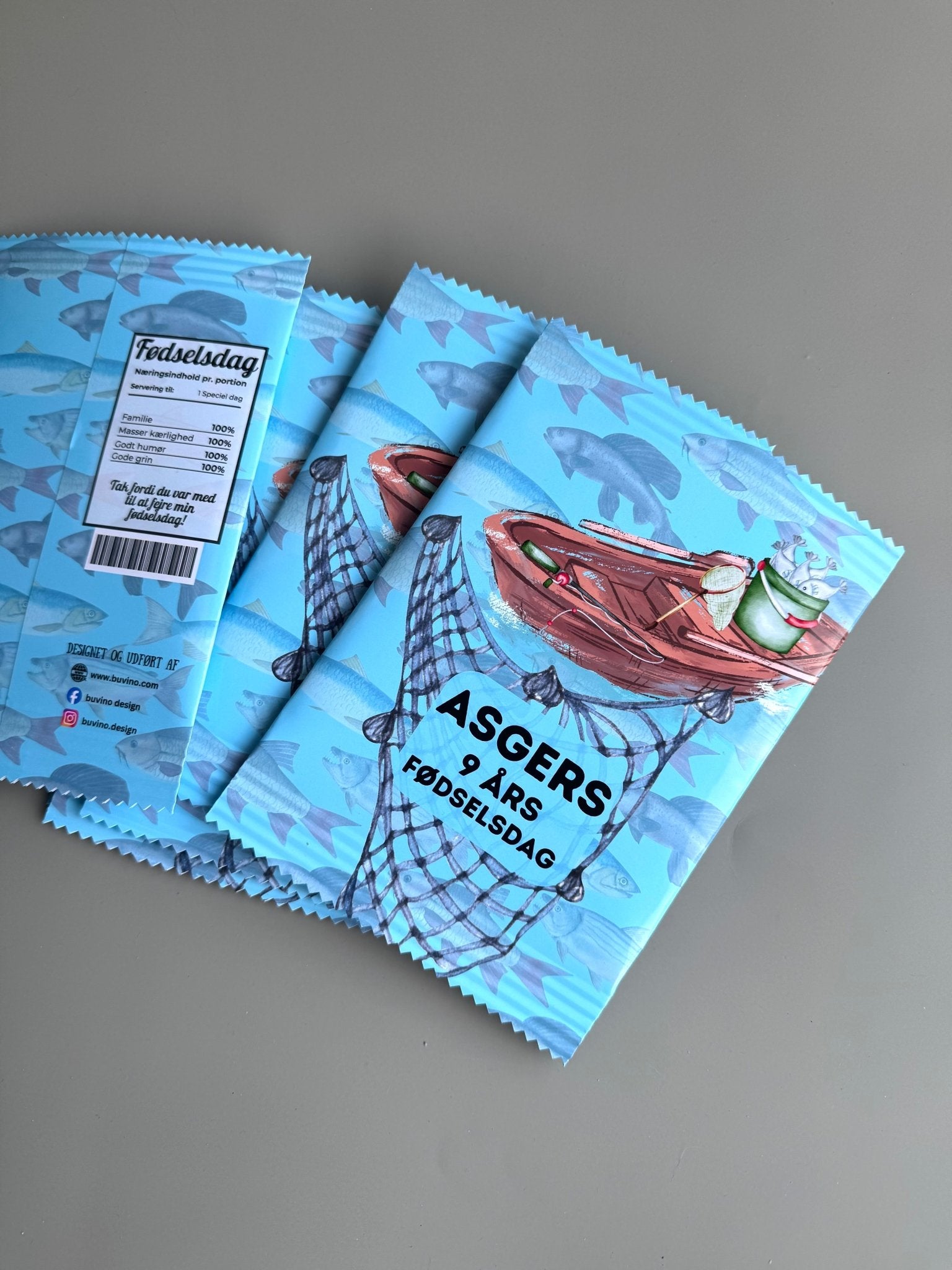 Unikke snackposer/ chipsposer med fiskeri tema - buvino - unik festpynt