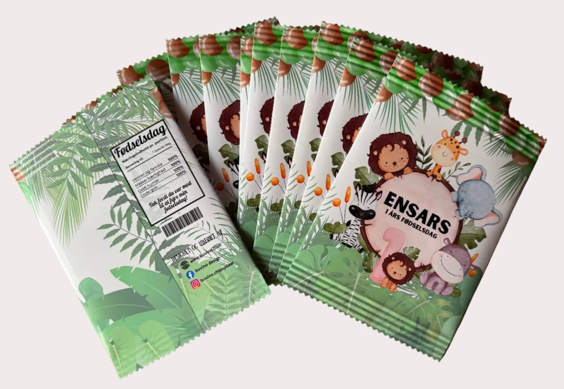 Unikke snackposer/ chipsposer med safari dyr - buvino - unik festpynt