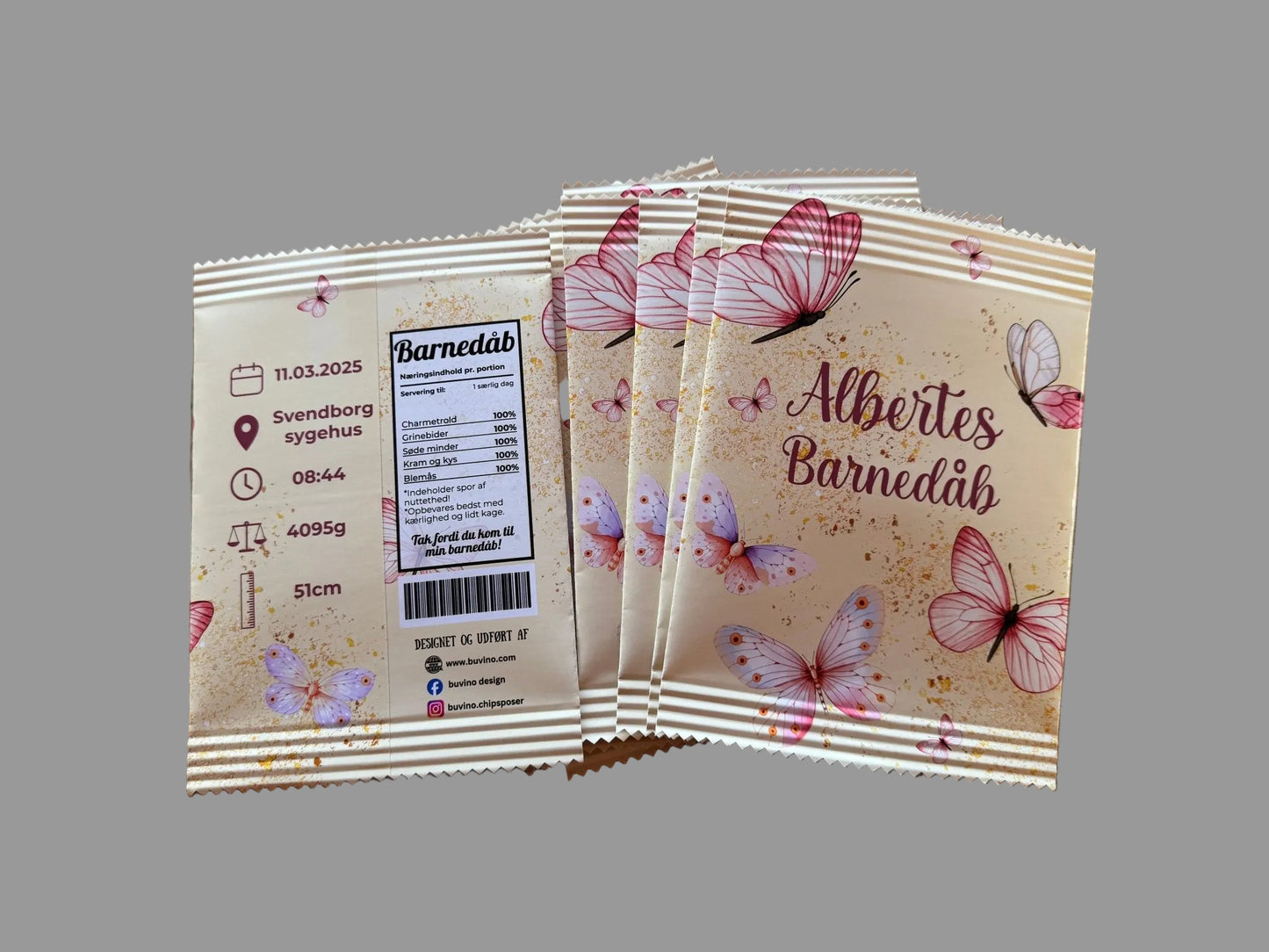 Unikke snackposer/ chipsposer med sommerfugle - buvino - unik festpynt